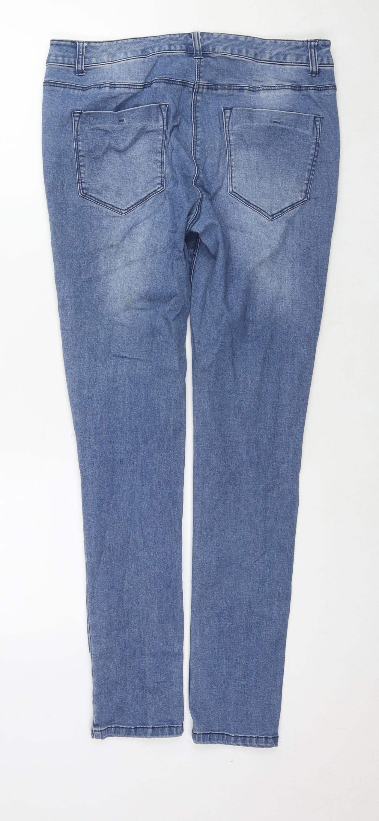 Very Womens Blue Cotton Skinny Jeans Size 12 L30 in Regular Zip