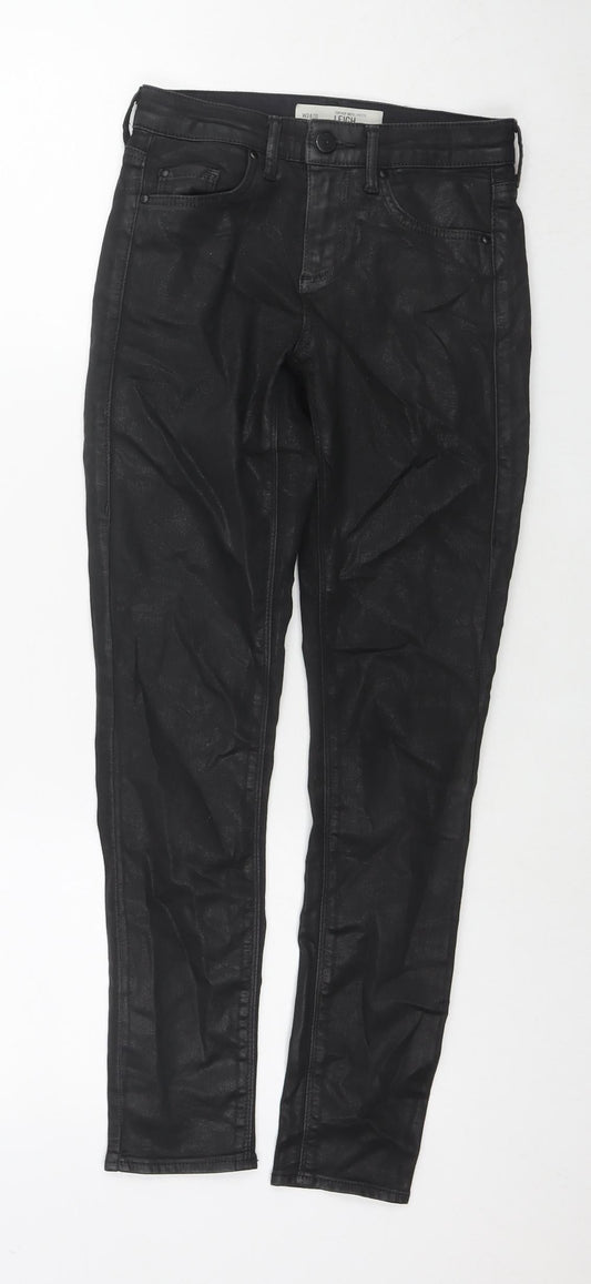 Topshop Womens Black Cotton Skinny Jeans Size 24 L28 in Regular Zip