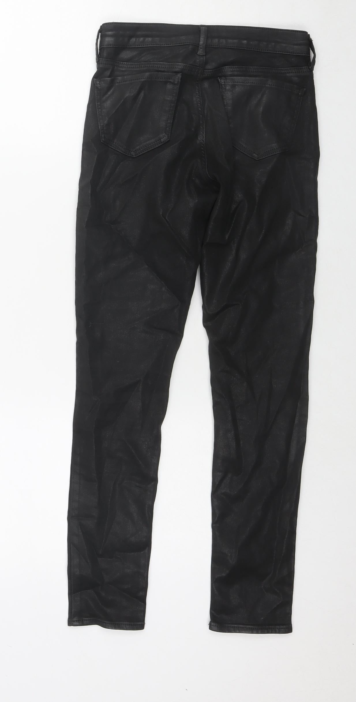 Topshop Womens Black Cotton Skinny Jeans Size 24 L28 in Regular Zip