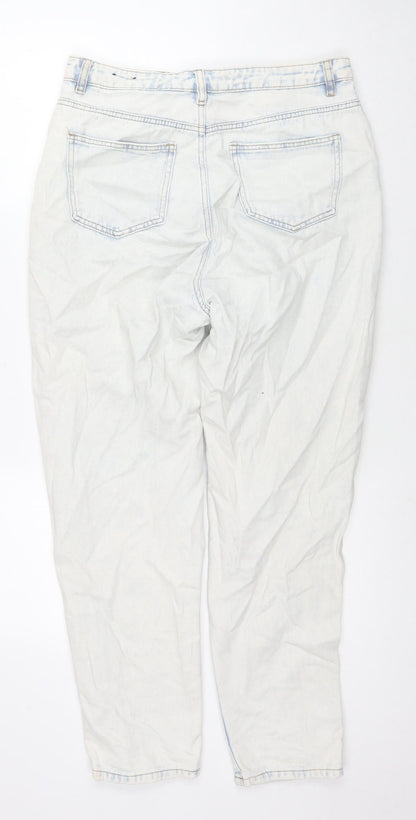 Missguided Womens White Cotton Straight Jeans Size 12 L28 in Regular Zip