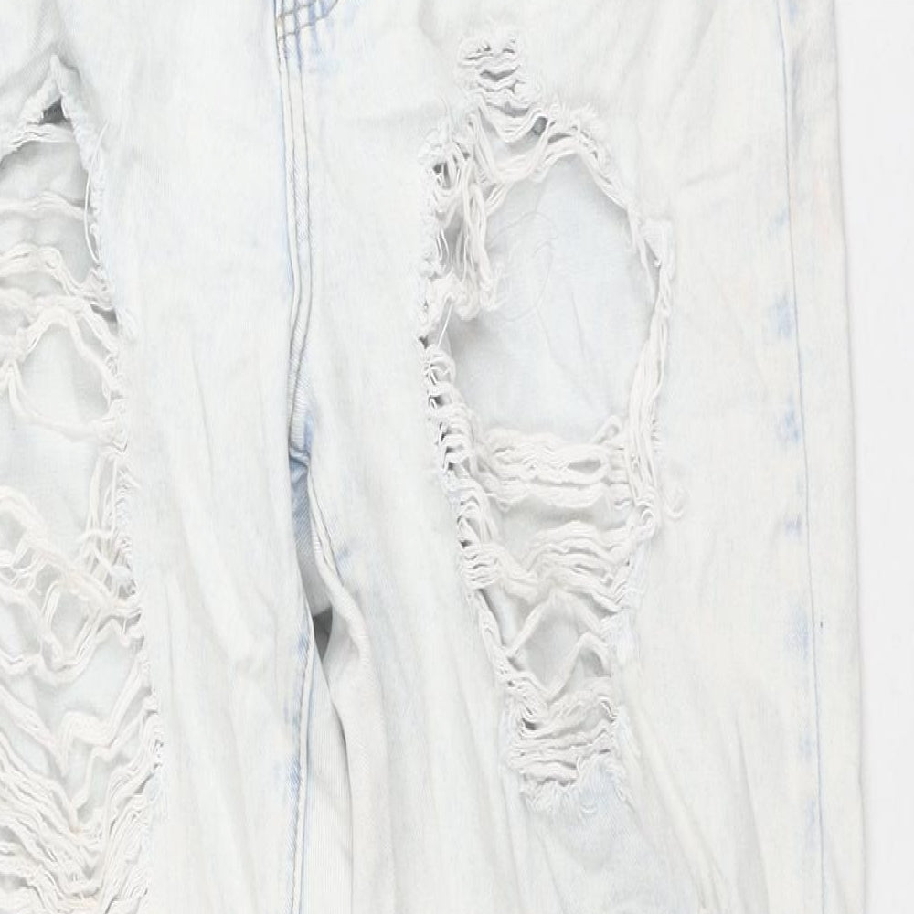 Missguided Womens White Cotton Straight Jeans Size 12 L28 in Regular Zip