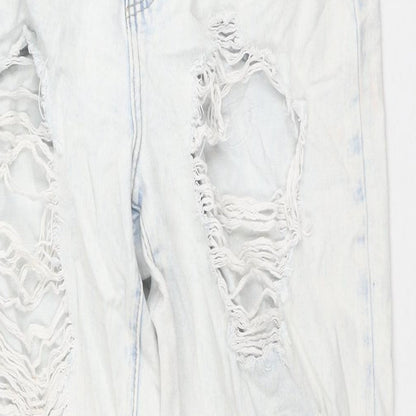 Missguided Womens White Cotton Straight Jeans Size 12 L28 in Regular Zip