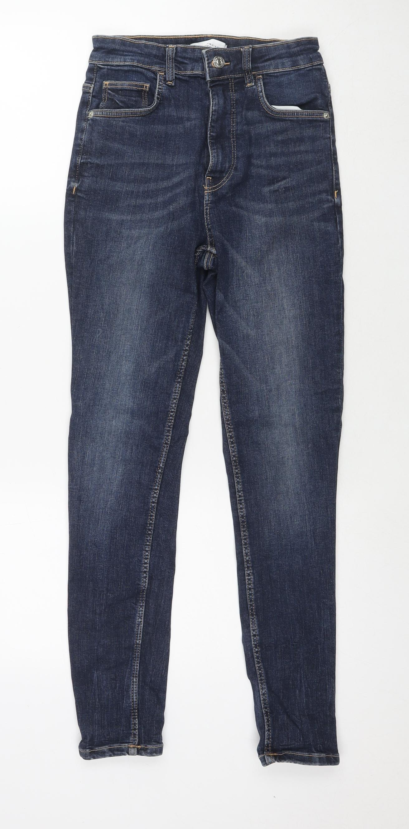 Zara Womens Blue Cotton Skinny Jeans Size 8 L26 in Regular Zip