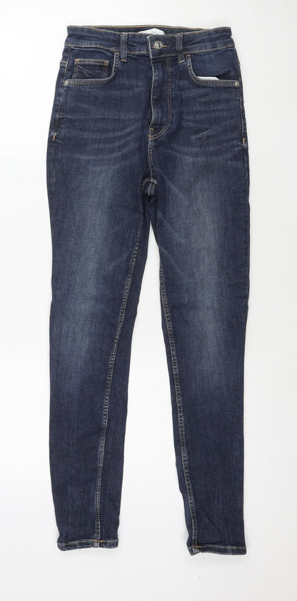 Zara Womens Blue Cotton Skinny Jeans Size 8 L26 in Regular Zip