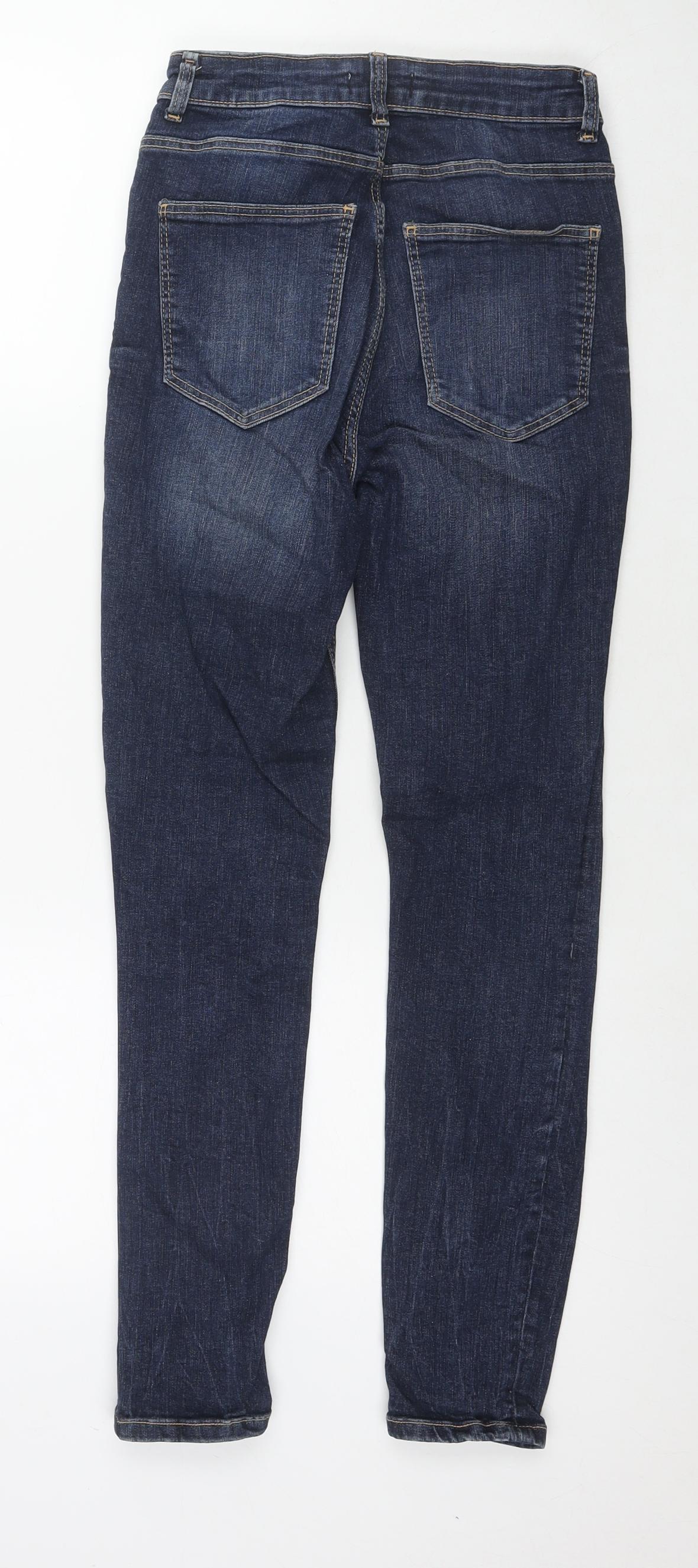 Zara Womens Blue Cotton Skinny Jeans Size 8 L26 in Regular Zip