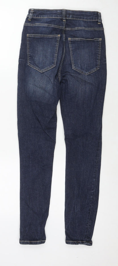 Zara Womens Blue Cotton Skinny Jeans Size 8 L26 in Regular Zip