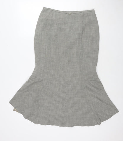 Precis Womens Grey Acetate Trumpet Skirt Size 10 Zip