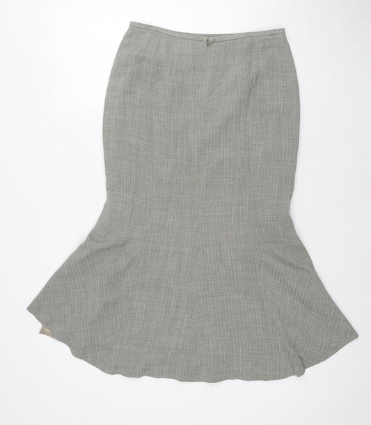 Precis Womens Grey Acetate Trumpet Skirt Size 10 Zip