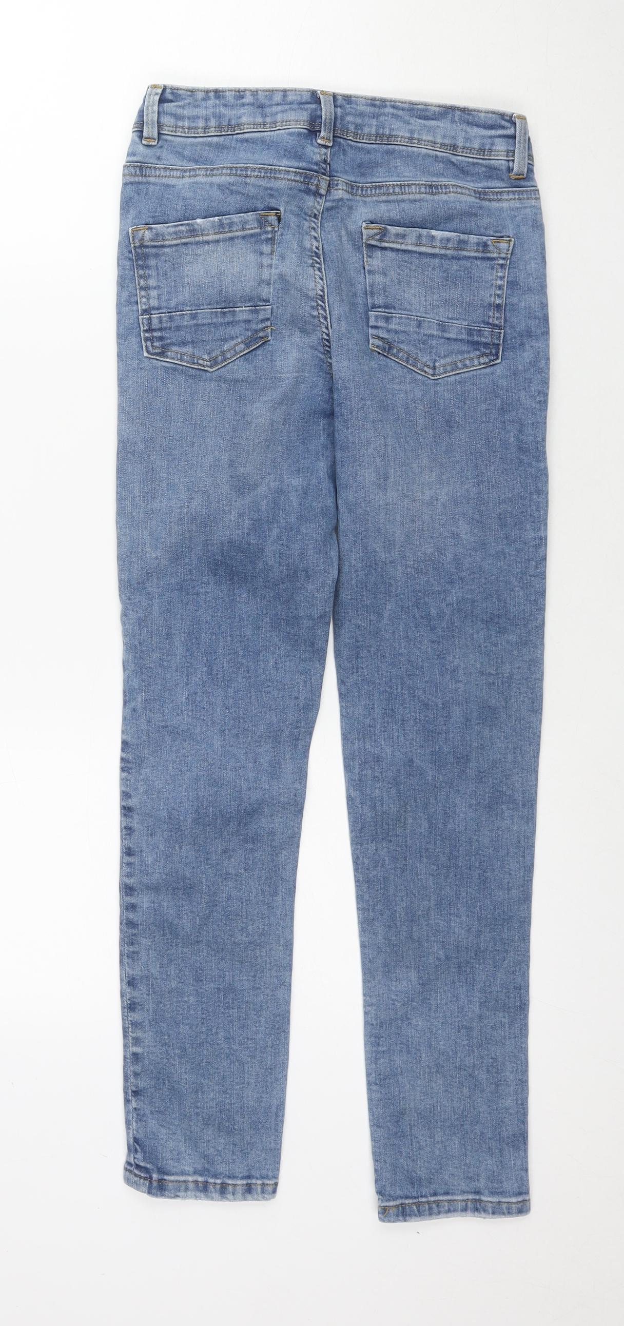 Denim & Co. Girls Blue Cotton Skinny Jeans Size 10-11 Years L26 in Regular Zip