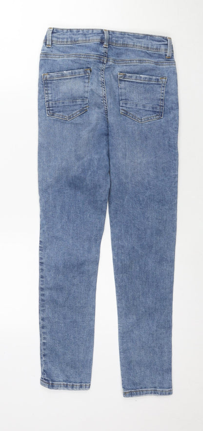 Denim & Co. Girls Blue Cotton Skinny Jeans Size 10-11 Years L26 in Regular Zip