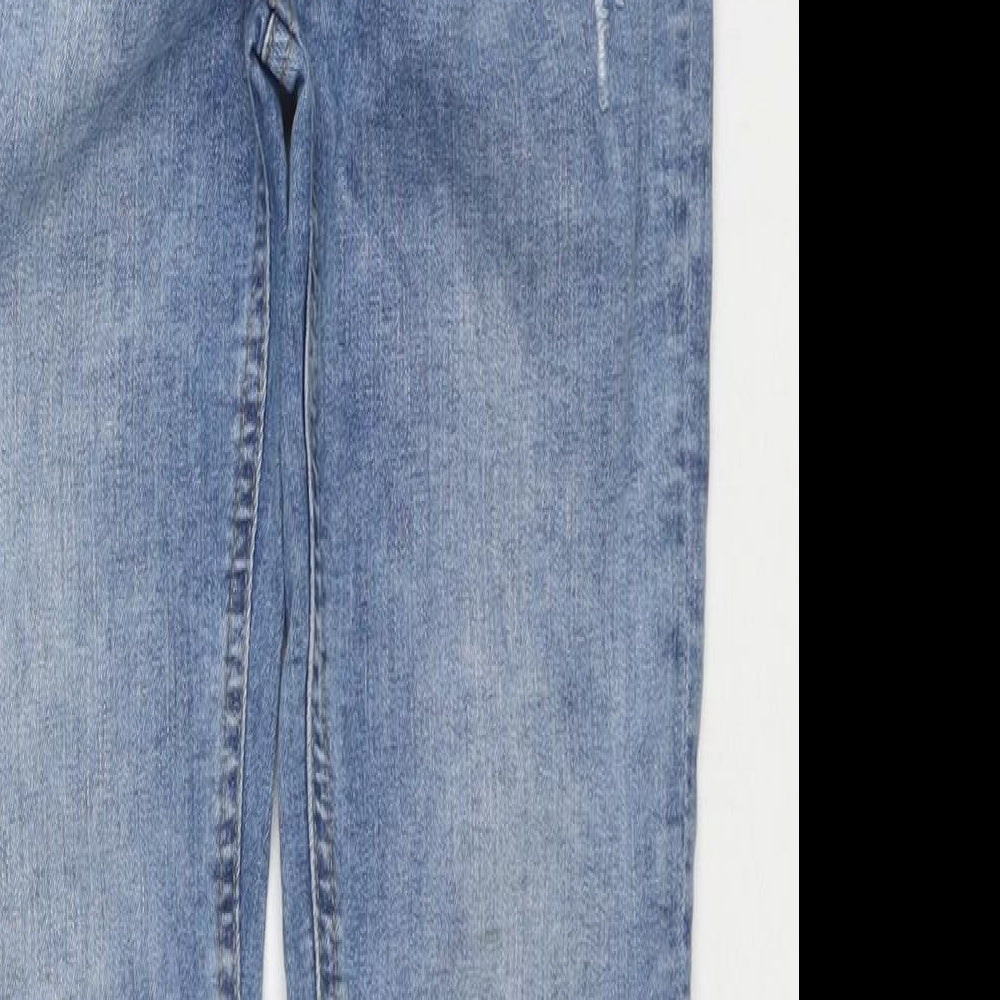 Denim & Co. Girls Blue Cotton Skinny Jeans Size 10-11 Years L26 in Regular Zip