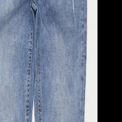 Denim & Co. Girls Blue Cotton Skinny Jeans Size 10-11 Years L26 in Regular Zip
