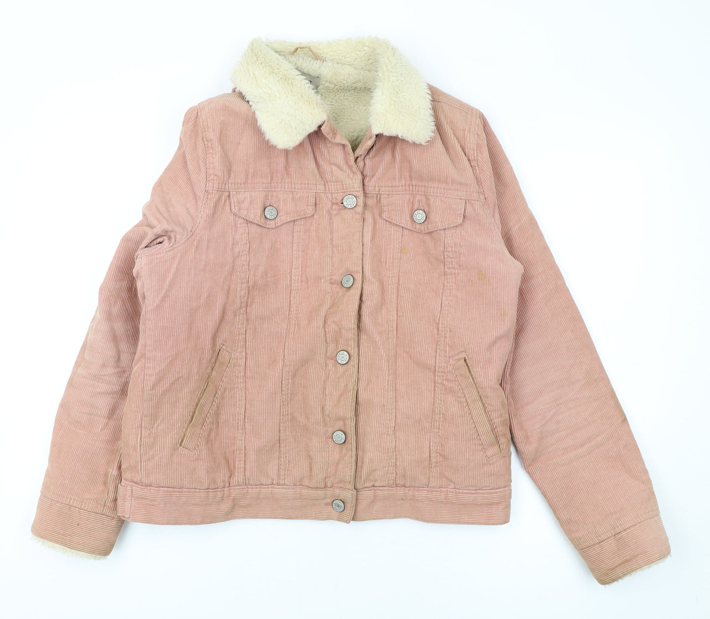 Denim & Co. Womens Pink Jacket Size 12 Button