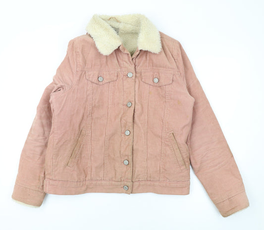 Denim & Co. Womens Pink Jacket Size 12 Button