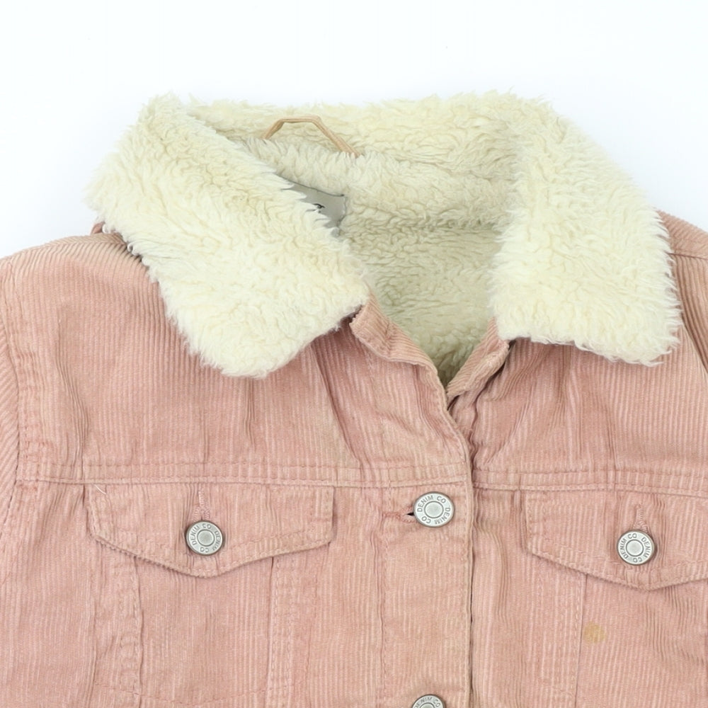 Denim & Co. Womens Pink Jacket Size 12 Button