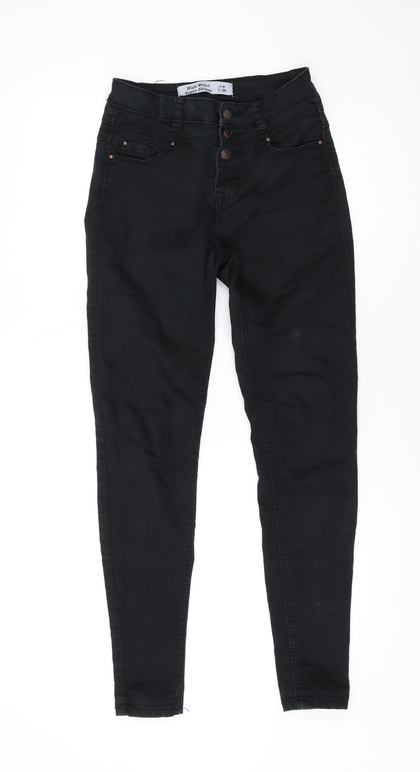 New Look Womens Black Cotton Skinny Jeans Size 8 L28 in Regular Zip