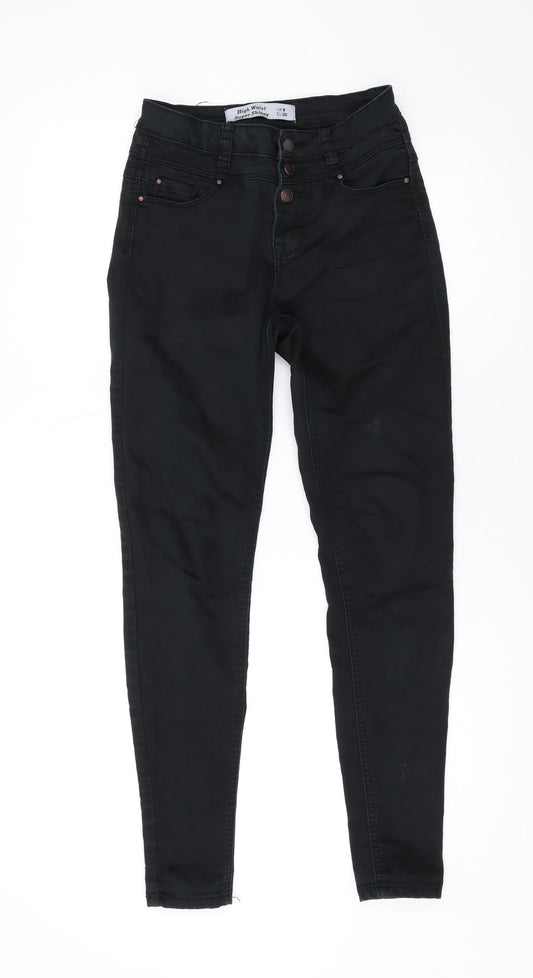 New Look Womens Black Cotton Skinny Jeans Size 8 L28 in Regular Zip