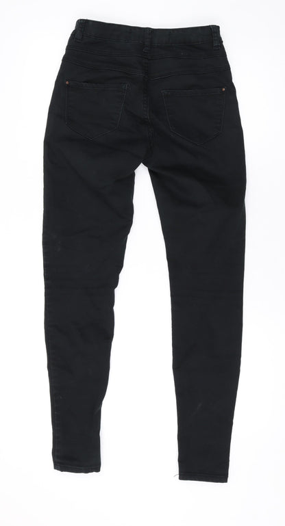 New Look Womens Black Cotton Skinny Jeans Size 8 L28 in Regular Zip