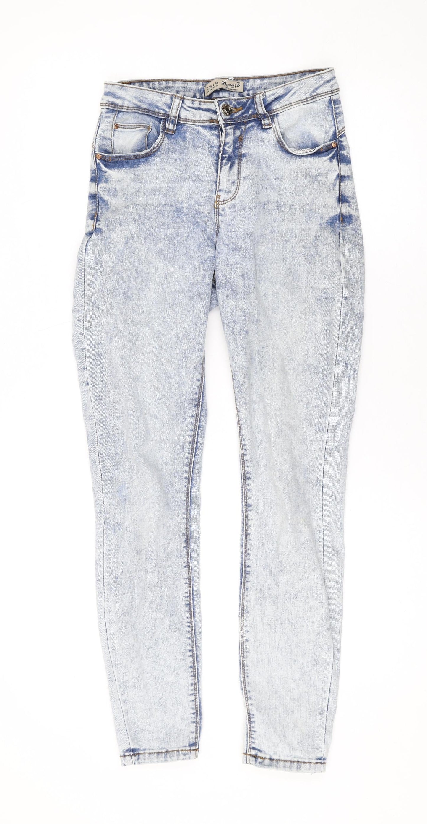 Denim & Co. Womens Blue Cotton Skinny Jeans Size 10 L27 in Regular Zip