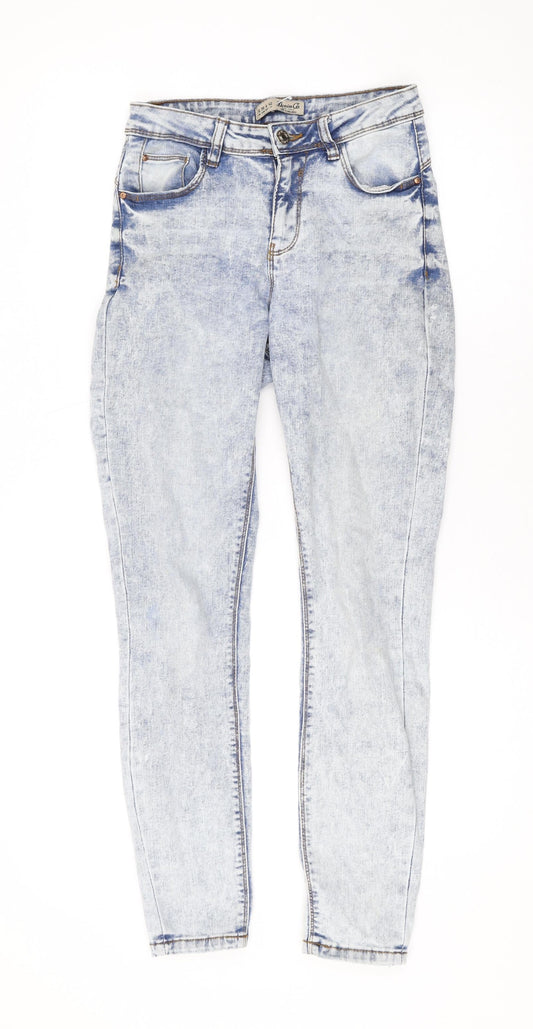 Denim & Co. Womens Blue Cotton Skinny Jeans Size 10 L27 in Regular Zip