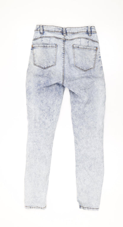 Denim & Co. Womens Blue Cotton Skinny Jeans Size 10 L27 in Regular Zip