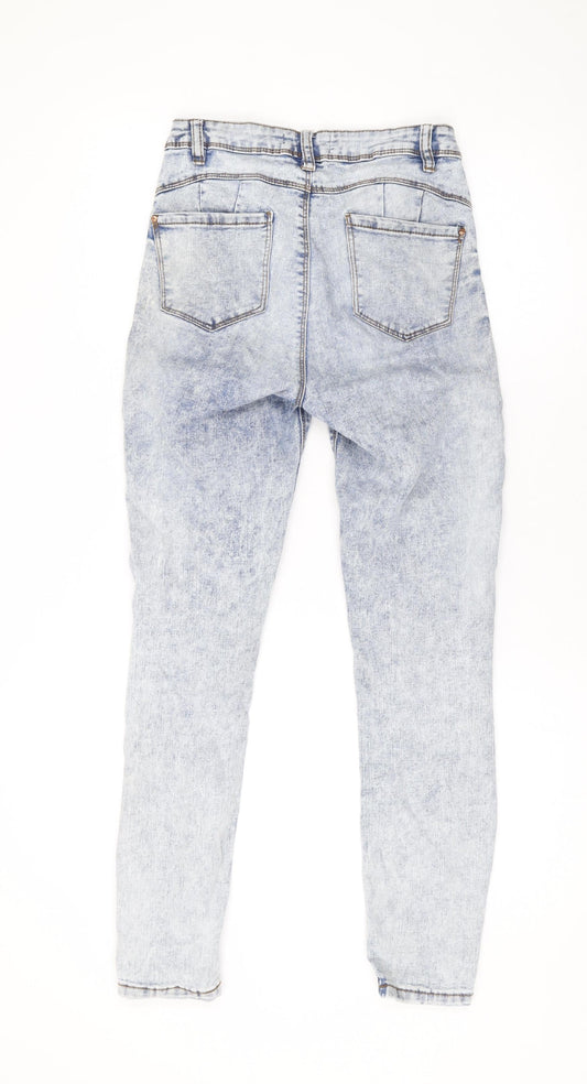 Denim & Co. Womens Blue Cotton Skinny Jeans Size 10 L27 in Regular Zip