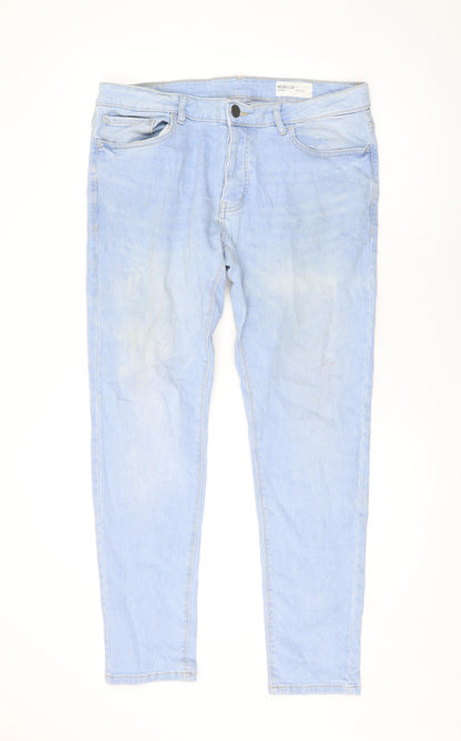 Denim & Co. Womens Blue Cotton Straight Jeans Size 34 in L31 in Regular Zip
