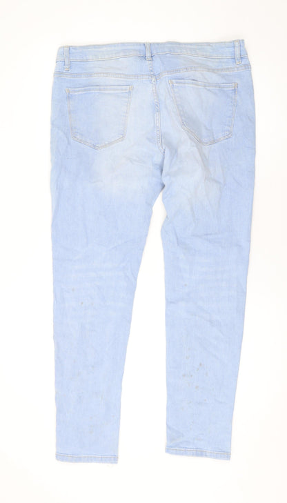 Denim & Co. Womens Blue Cotton Straight Jeans Size 34 in L31 in Regular Zip