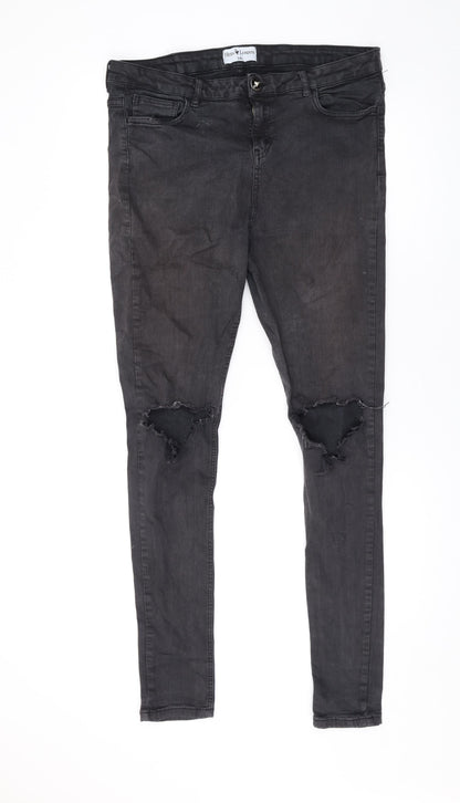 Hera London Womens Grey Cotton Skinny Jeans Size 34 in L30 in Regular Zip