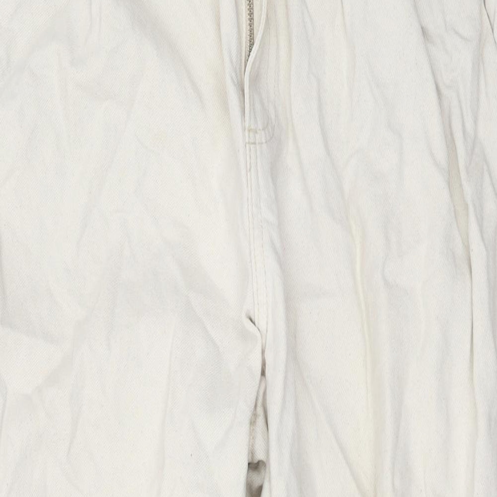 Bershka Womens Beige Cotton Mom Jeans Size 8 L23 in Regular Zip