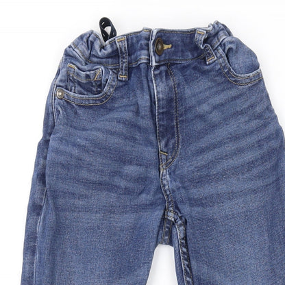 Marks and Spencer Girls Blue Cotton Skinny Jeans Size 7-8 Years Regular Zip