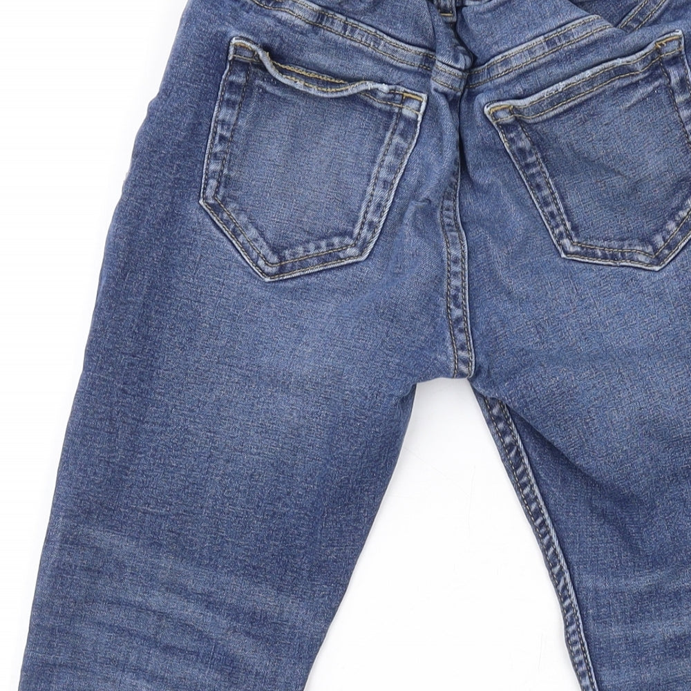 Marks and Spencer Girls Blue Cotton Skinny Jeans Size 7-8 Years Regular Zip