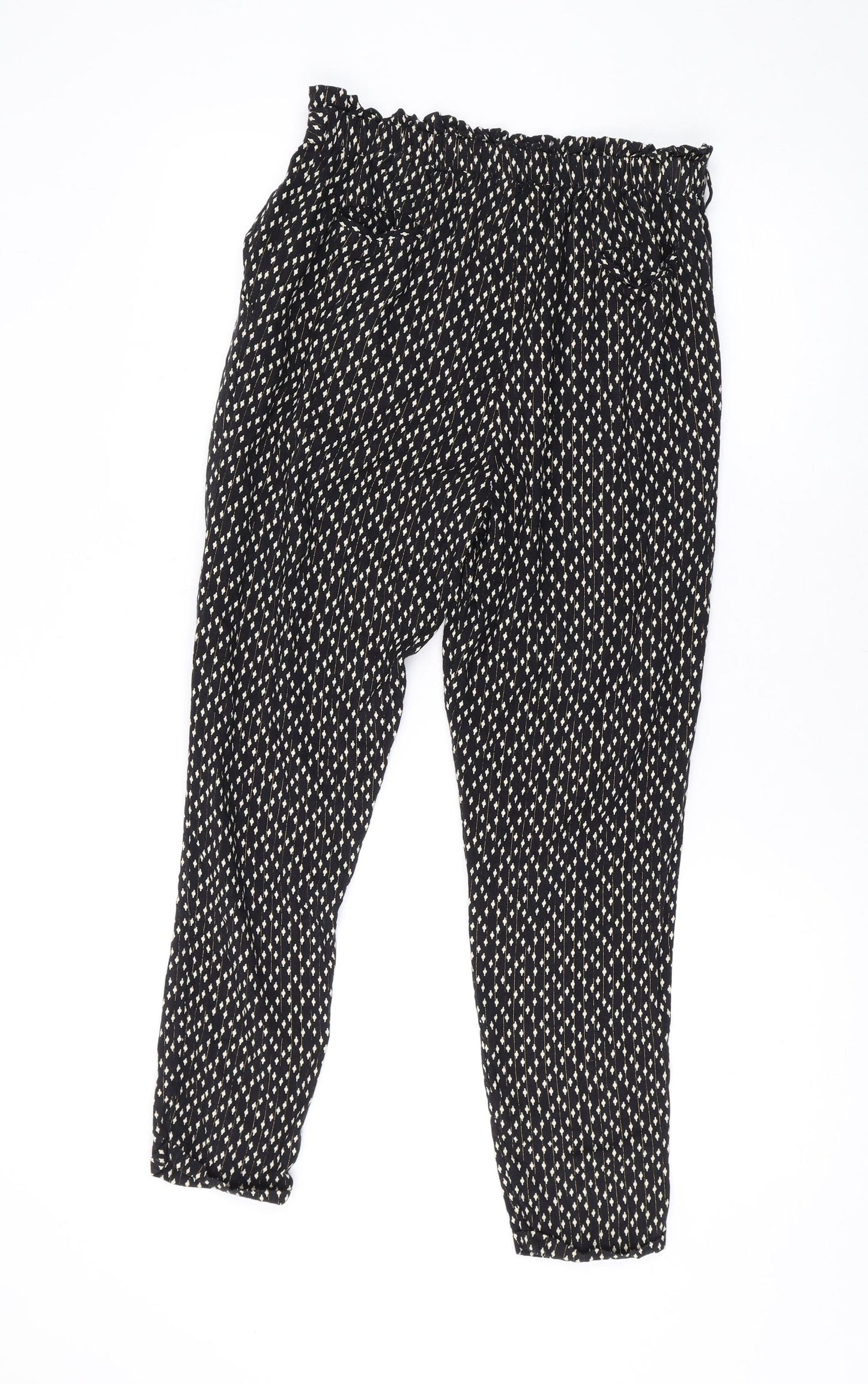 Oasis Girls Black Geometric Viscose Jogger Trousers Size 13 Years L24 in Regular Pullover