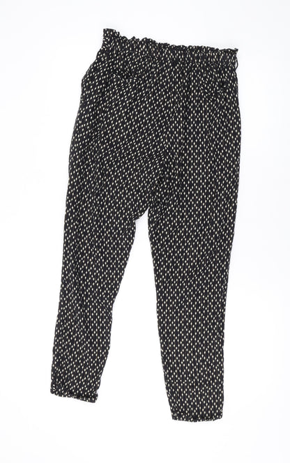 Oasis Girls Black Geometric Viscose Jogger Trousers Size 13 Years L24 in Regular Pullover