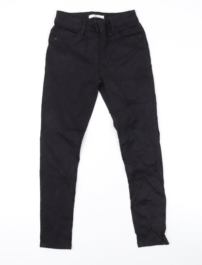 Marks and Spencer Girls Black Cotton Skinny Jeans Size 10-11 Years L23 in Regular Zip