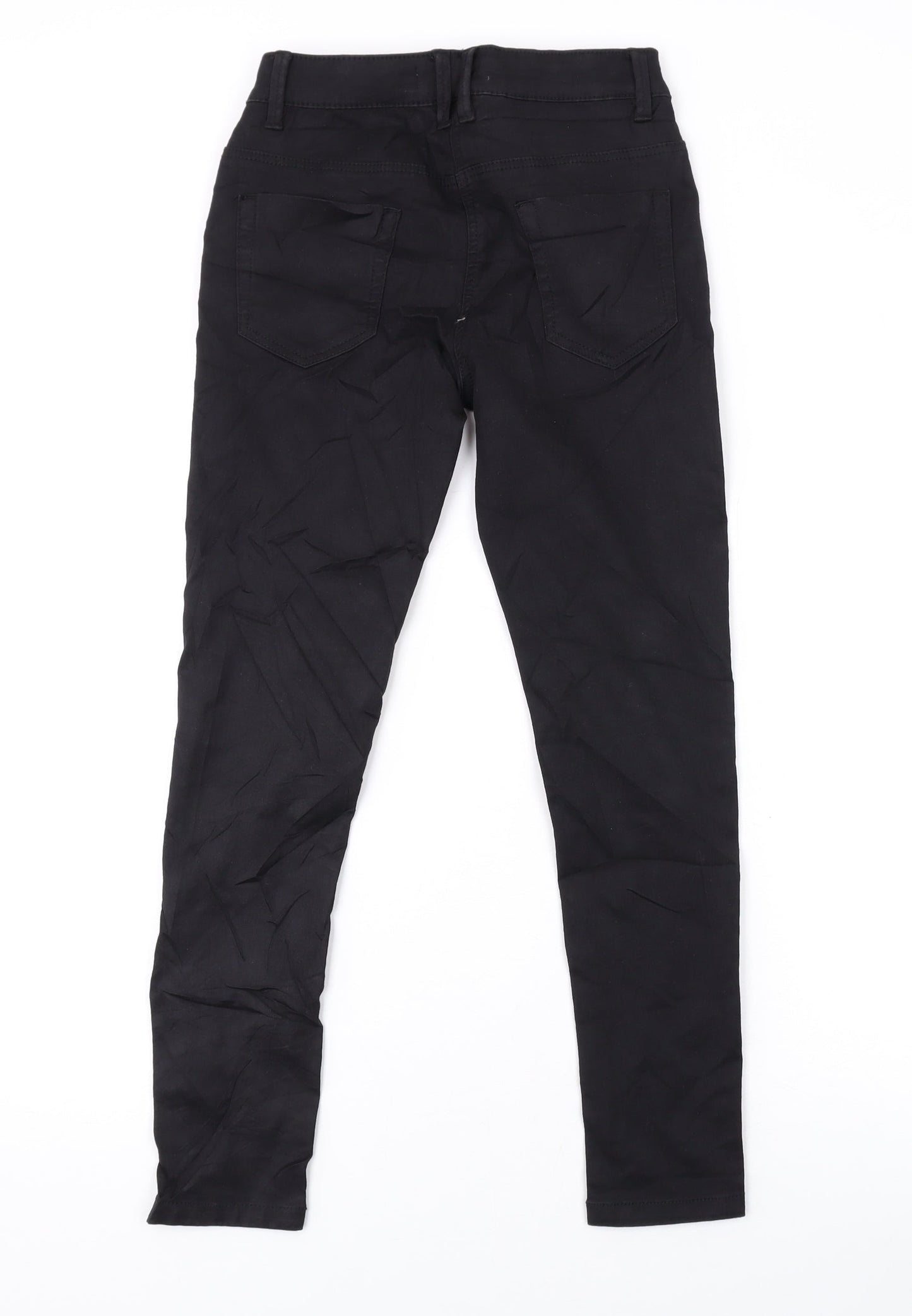 Marks and Spencer Girls Black Cotton Skinny Jeans Size 10-11 Years L23 in Regular Zip