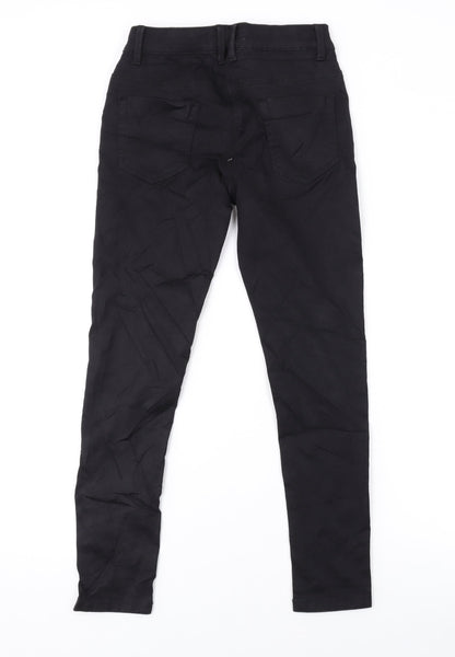Marks and Spencer Girls Black Cotton Skinny Jeans Size 10-11 Years L23 in Regular Zip