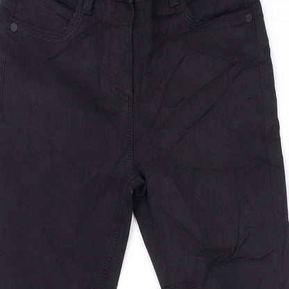 Marks and Spencer Girls Black Cotton Skinny Jeans Size 10-11 Years L23 in Regular Zip