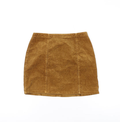 FOREVER 21 Womens Yellow Cotton Mini Skirt Size S Zip