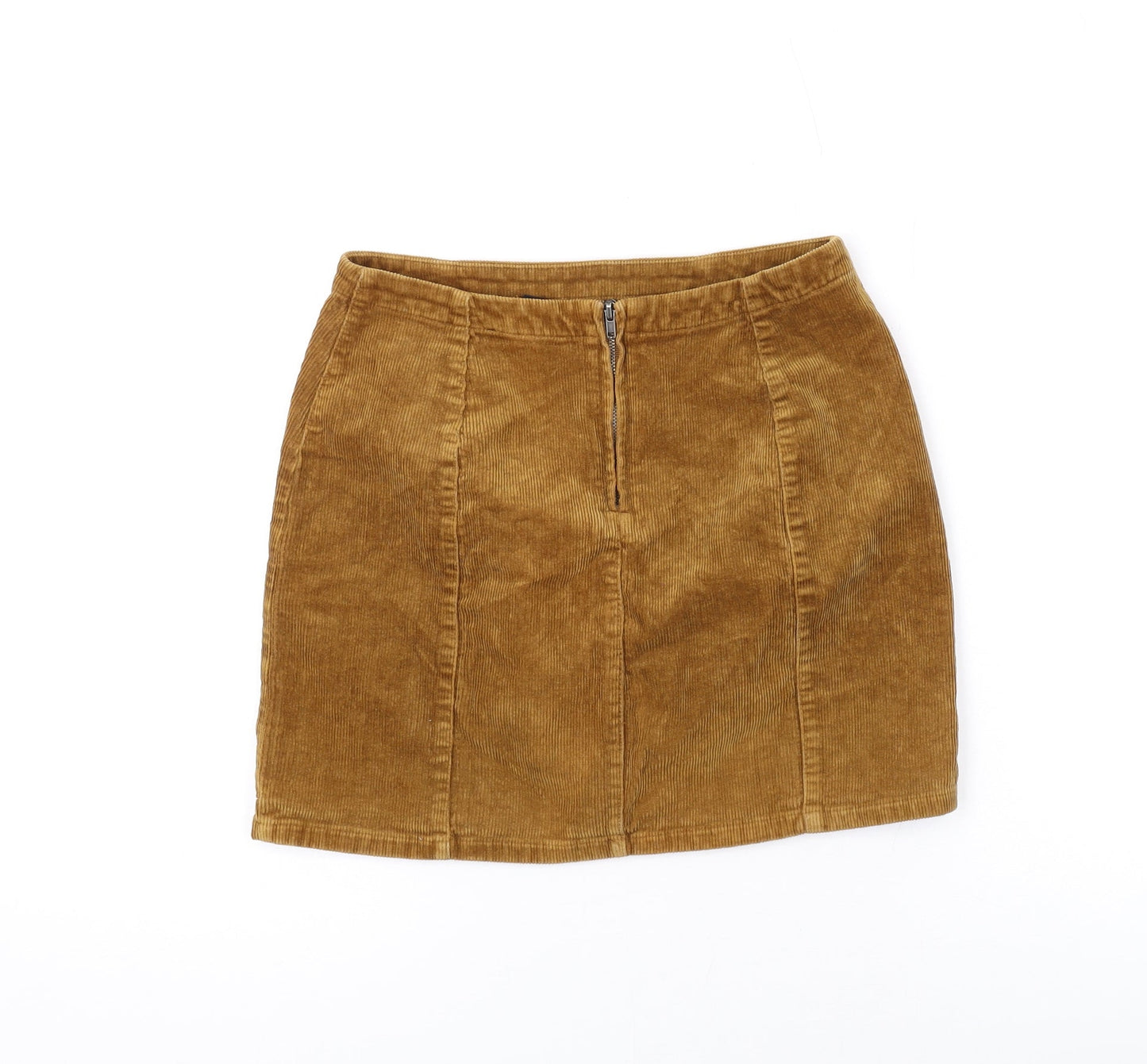 FOREVER 21 Womens Yellow Cotton Mini Skirt Size S Zip