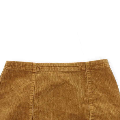 FOREVER 21 Womens Yellow Cotton Mini Skirt Size S Zip