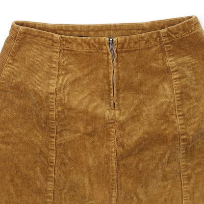 FOREVER 21 Womens Yellow Cotton Mini Skirt Size S Zip