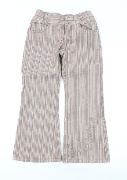 Pumpkin Patch Girls Pink Striped Cotton Dress Pants Trousers Size 7 Years L20 in Regular Zip - Embroidery
