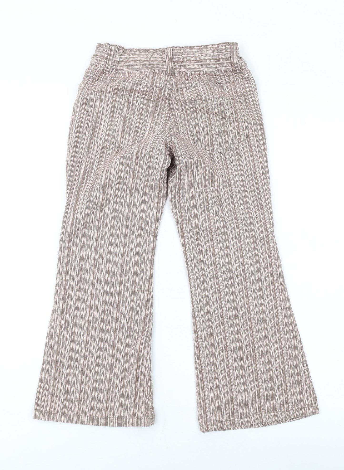 Pumpkin Patch Girls Pink Striped Cotton Dress Pants Trousers Size 7 Years L20 in Regular Zip - Embroidery