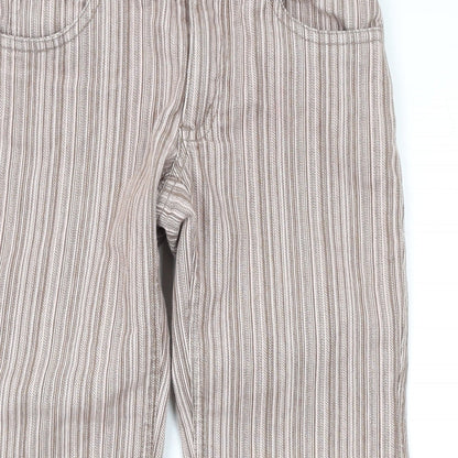 Pumpkin Patch Girls Pink Striped Cotton Dress Pants Trousers Size 7 Years L20 in Regular Zip - Embroidery