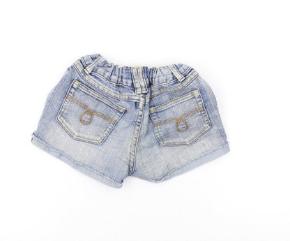 Pumpkin Patch Girls Blue Cotton Hot Pants Shorts Size 7 Years Regular Zip