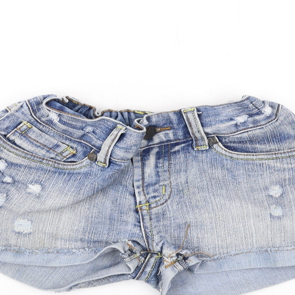 Pumpkin Patch Girls Blue Cotton Hot Pants Shorts Size 7 Years Regular Zip