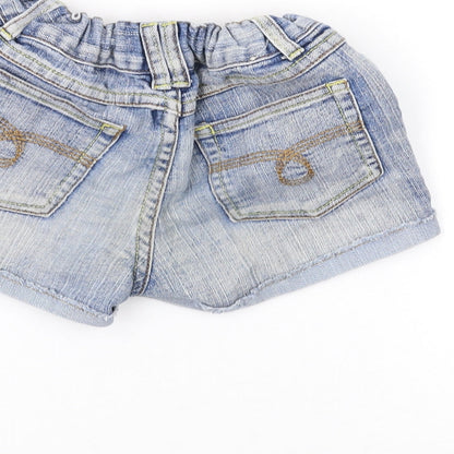 Pumpkin Patch Girls Blue Cotton Hot Pants Shorts Size 7 Years Regular Zip
