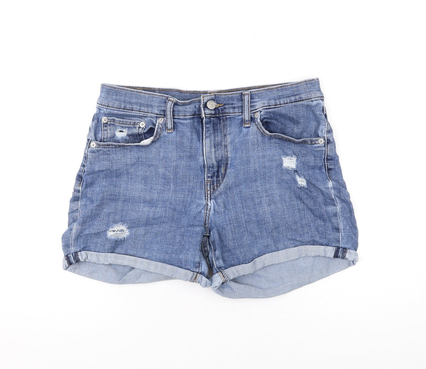 Levi's Womens Blue Cotton Hot Pants Shorts Size 30 L3 in Regular Zip