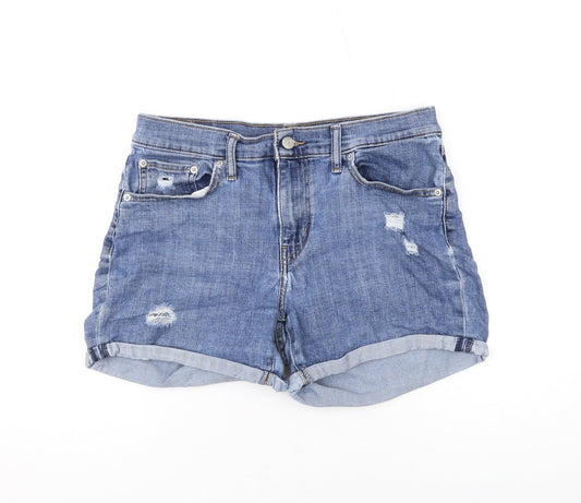 Levi's Womens Blue Cotton Hot Pants Shorts Size 30 L3 in Regular Zip